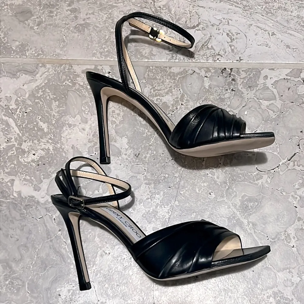 Jimmy Choo Basil Ankle Strap High Heel Black Sandals, Size 35 NEW in Box+DustBag - Image 7