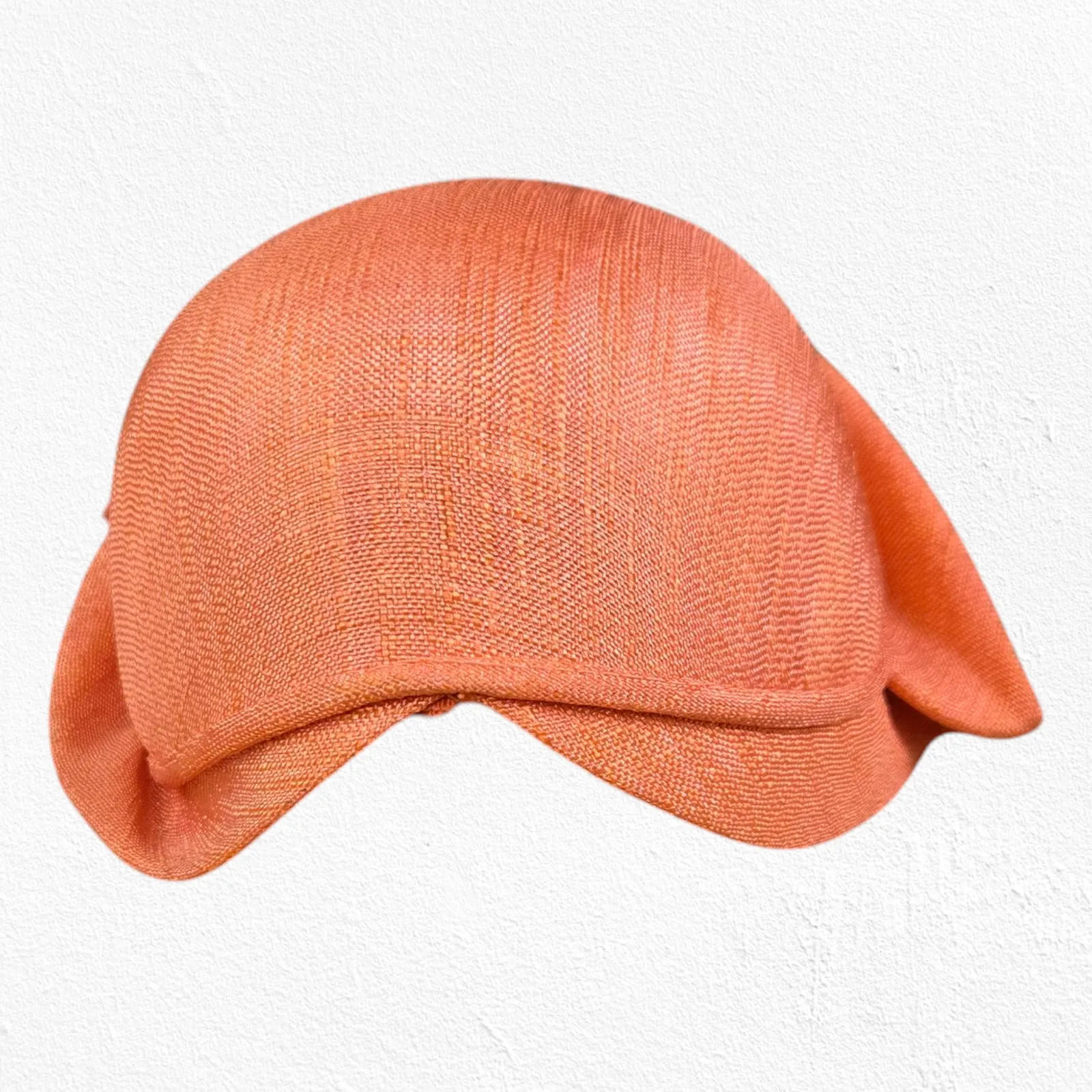 1920s Vintage Orange Cloche Hat Elegant Woven Pearl Bow Rolled Brim Veil Accent - Image 5