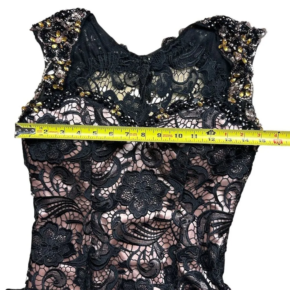 Mona Lisa Women's Black Lace Long Evening Gown Size 10 Formal Dress Rhinestones - Image 4