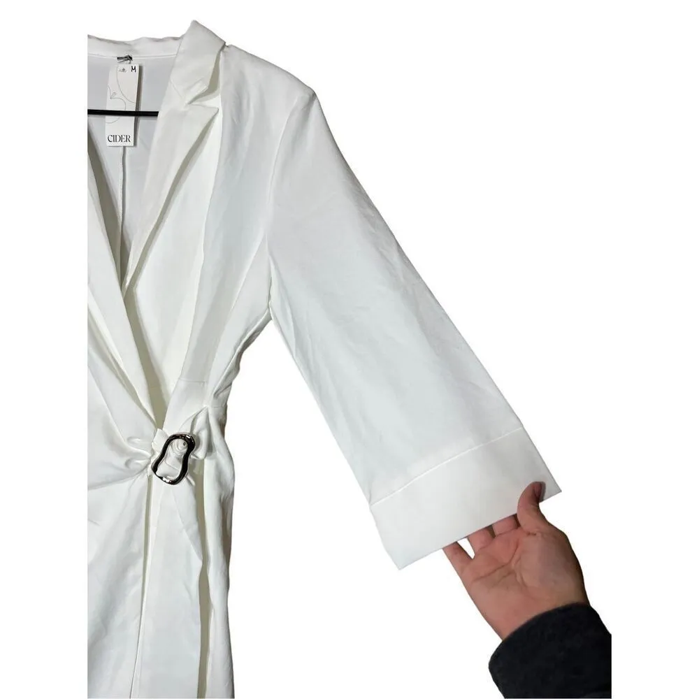 Cider Collar Solid Asymmetrical Ruched Mini‎ Shirt Dress Size M - Image 3