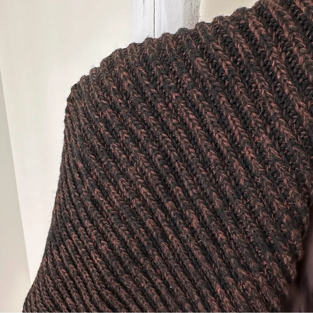 Lush Women’s Draped Faux Suede and Sweater Brown Open Front Moto Jacket Sz L - Image 7