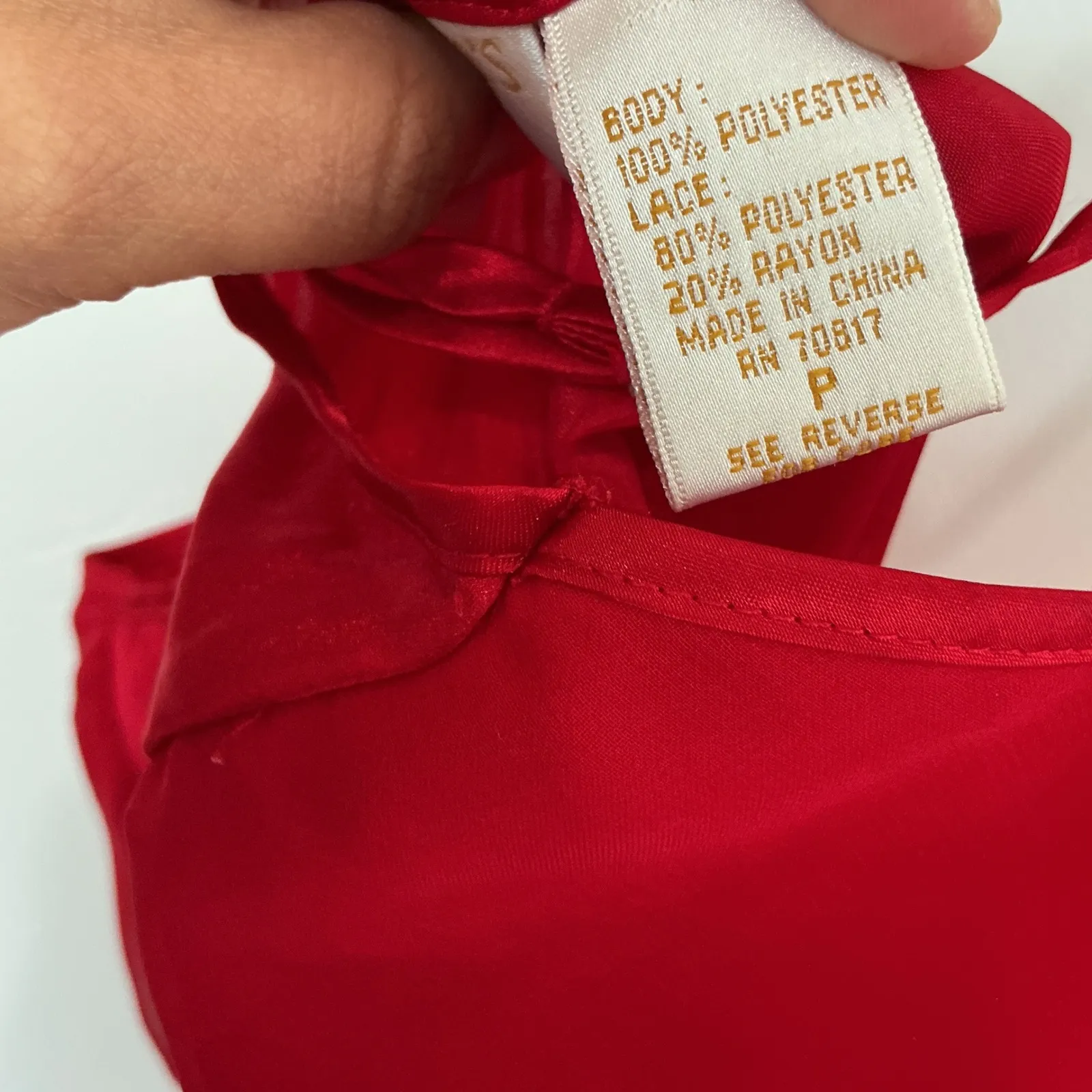 Vintage Victoria's Secret Red Lace Slip Dress Nightgown | Sheer Chiffon | Size P - Image 8