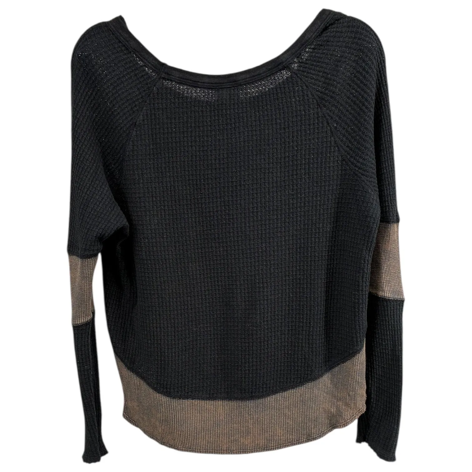 We The Free Free People Colorblock Waffle Knit Thermal Top P/S Black - Image 5