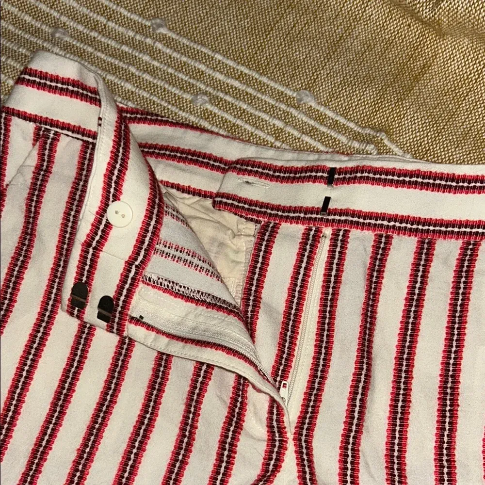 Loft  Red and White Striped Bermuda Shorts - Image 3