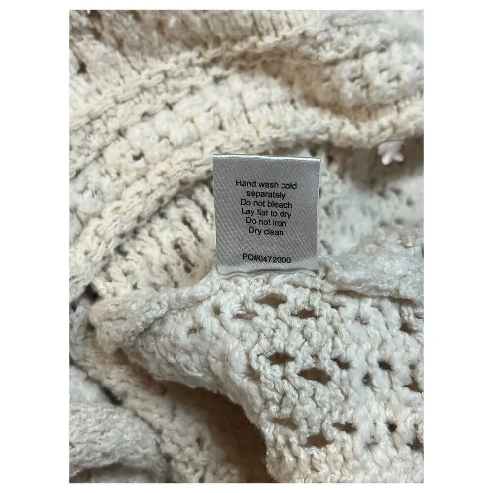 Show Me Your MuMu Sweater Womens M Open Knit Round Neck Long Sleeve Pullover Tan - Image 7