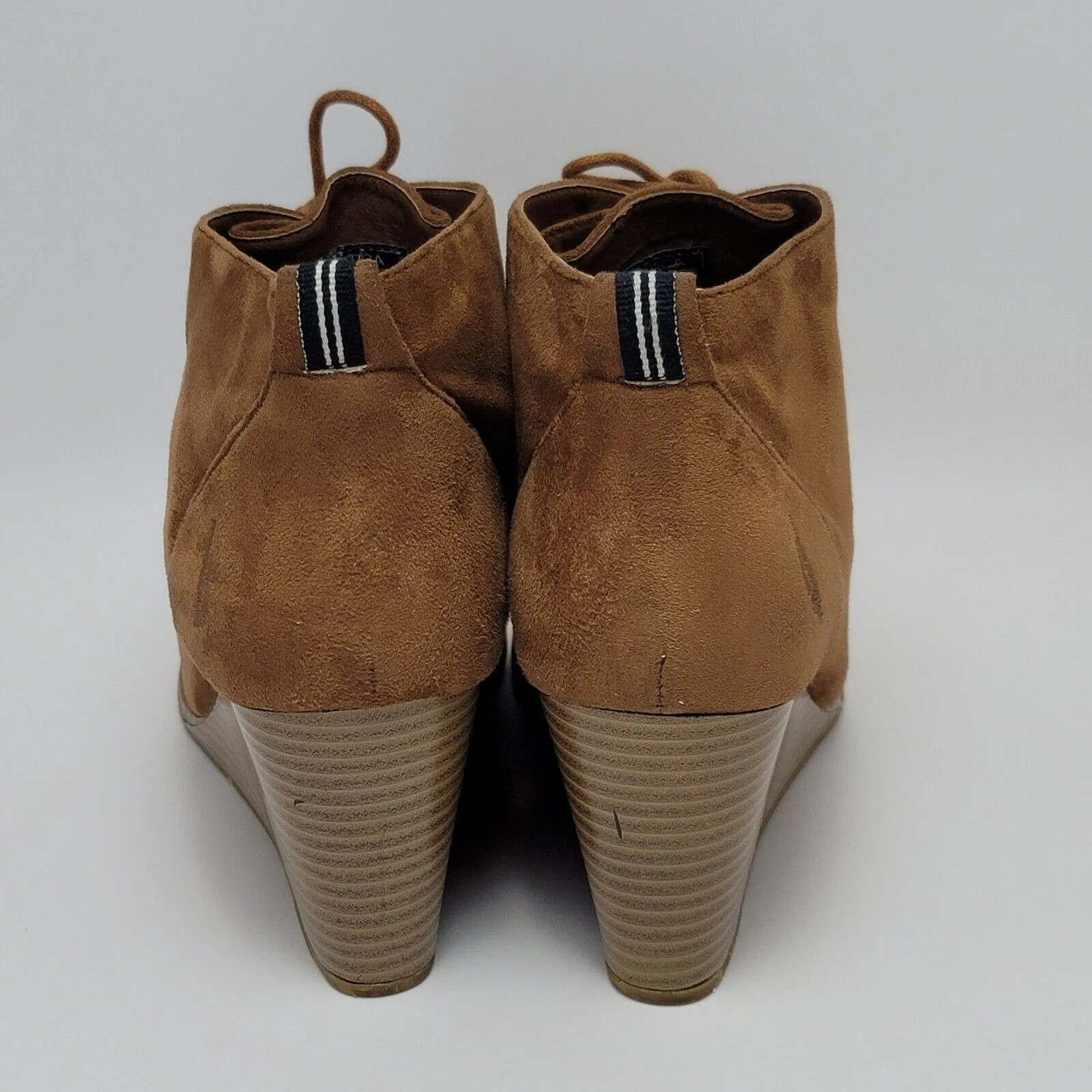 Nautica Martingale Womens Brown Suede Leather Lace Up Wedge Booties Size 10 - Image 3