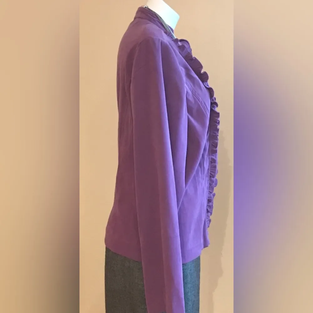 The TOG Shop Purple Ruffled Zipper Jacket Sz. XL - Image 2