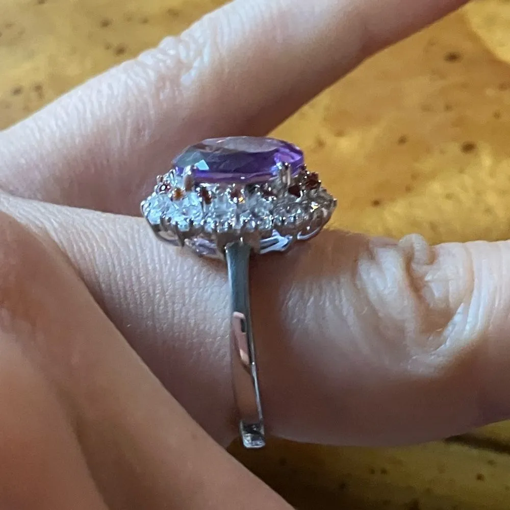 Moroccan Amethyst Red Garnet Sterling Silver Ring Size 7 - Image 3