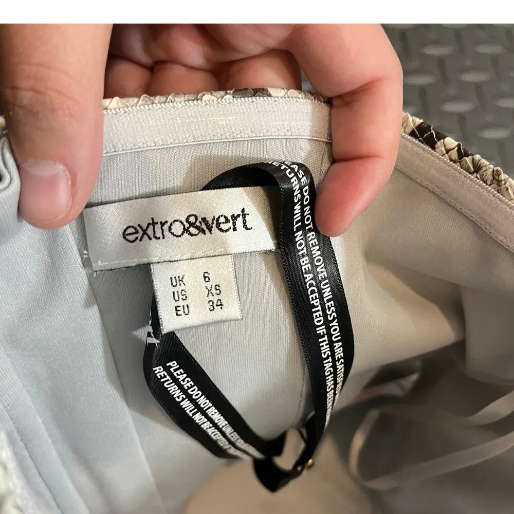 Anthropologie Extro&Vert Darcie Strapless Faux-Leather Snake Print Corset Top XS - Image 6