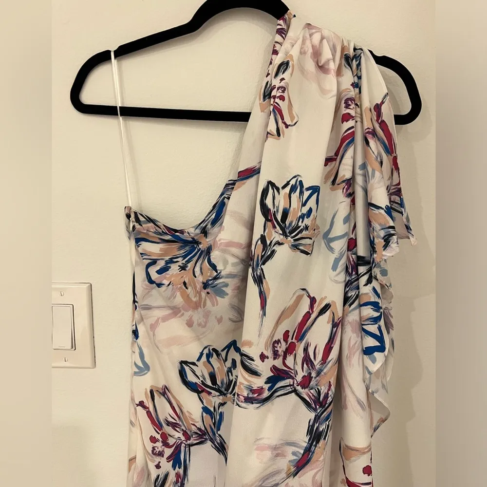 COPY - Paloma Brushstroke Floral One Shoulder Lined Dress Women’s Size 12 - Image 13