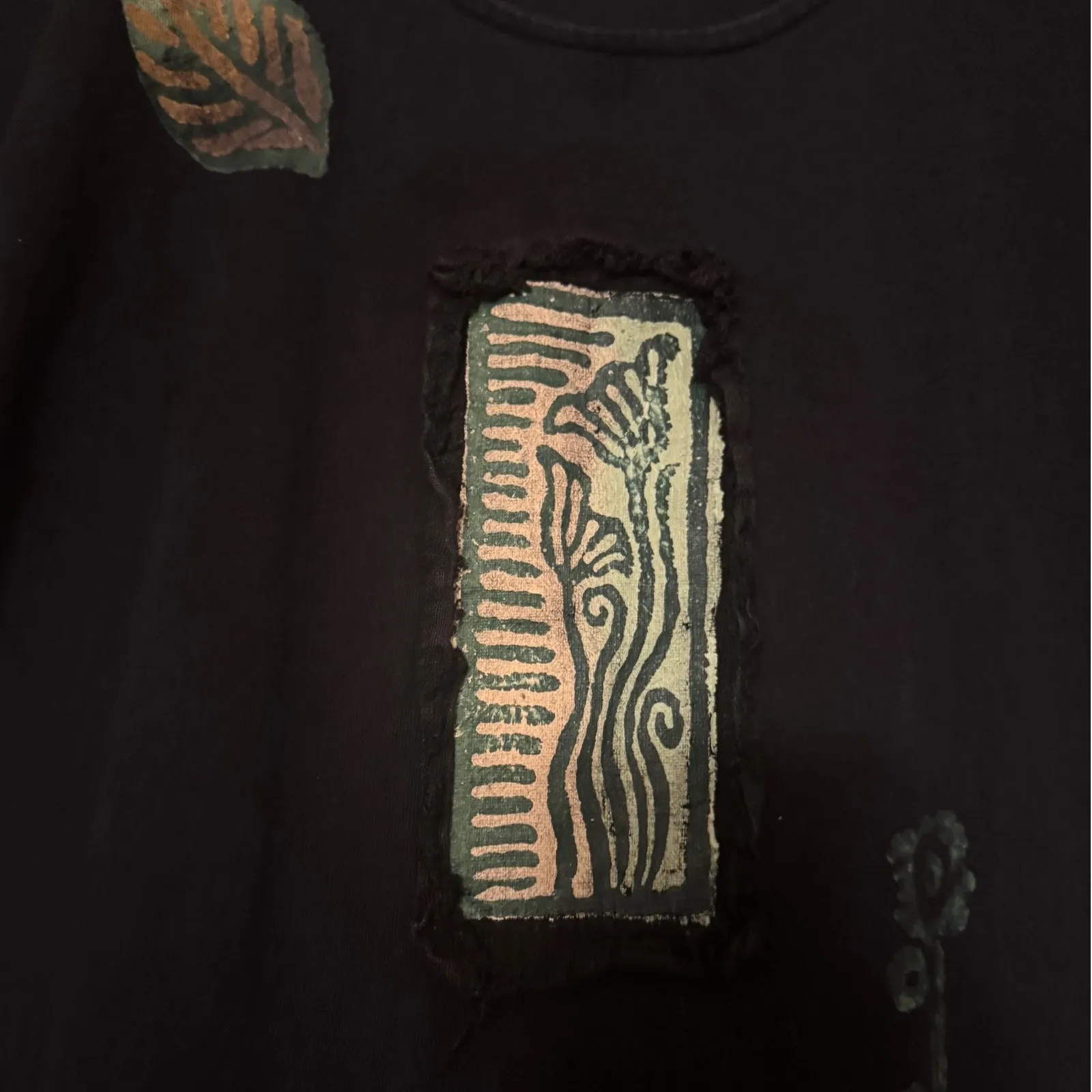 Vintage Focus USA sz XL Women 100% Cotton Black Patchwork Maxi Dress Boho Casual - Image 7