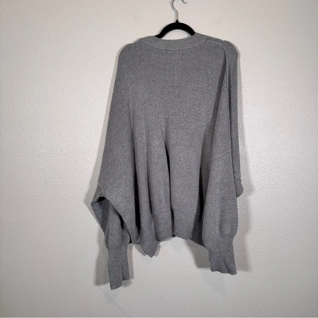 Free People Grey Chunky Knit Oversized Sweater Womens S Fall Pullover Boho - Image 2