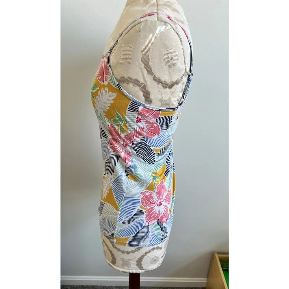 Ann Taylor Factory Hawaiian Print Floral Tank Top Small Blue - Image 3