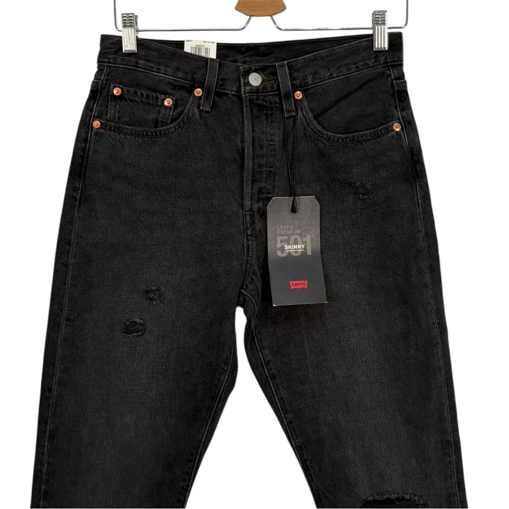Levi's 501 High Rise Skinny Fit Distressed Jeans Size 27 - Image 3