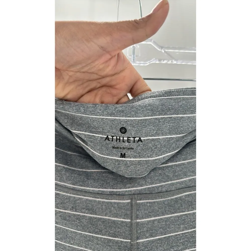 Athleta HIGH RISE HEATHER STRIPE CHATURANGA TIGHT athletic athleisure sz M - Image 5