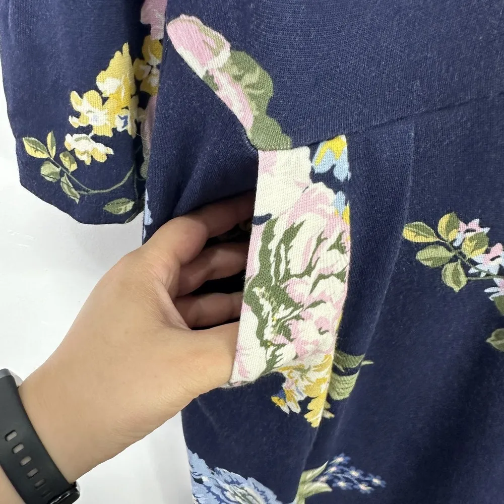 Joules Dress Womens US 10 Navy Blue Floral Print 3/4 Sleeve Pockets Garden Party - Image 3
