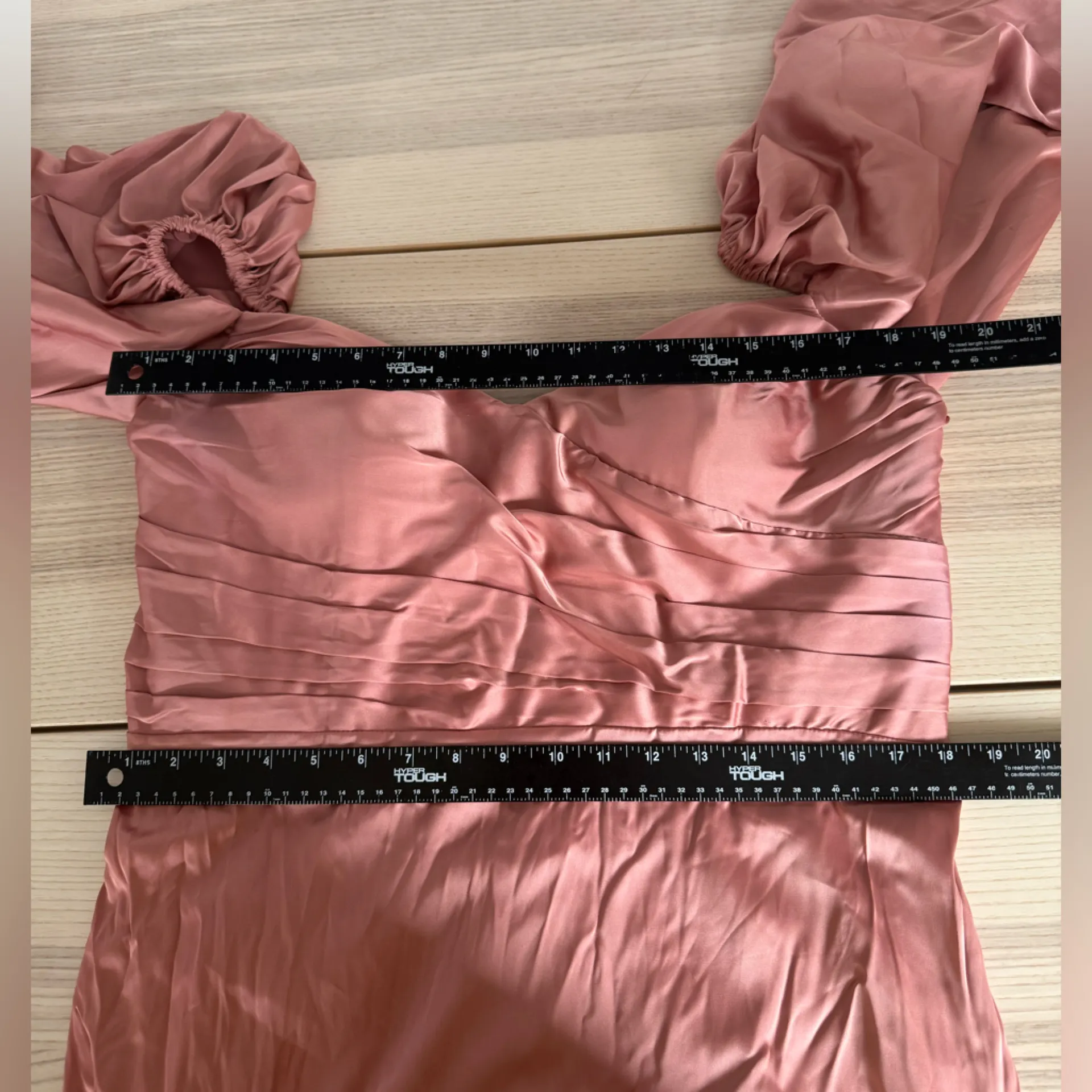 ROSE GOLD Cinderella Party SATIN PUFFY SLEEVES LONG MAXI Evening Dress plus 20 - Image 8