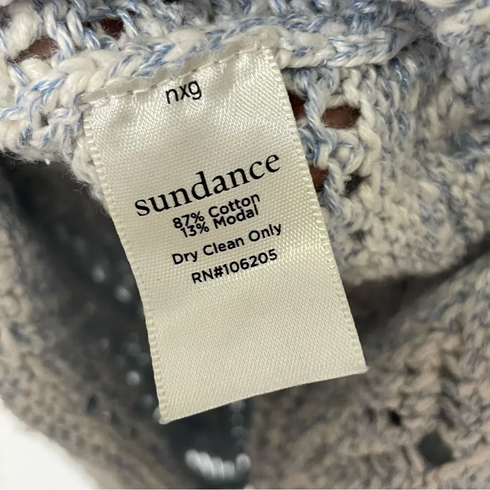 SUNDANCE Sz L Shadow Bay Open Knit Weave Sweater Pastel Blue 468 Size L - Image 8