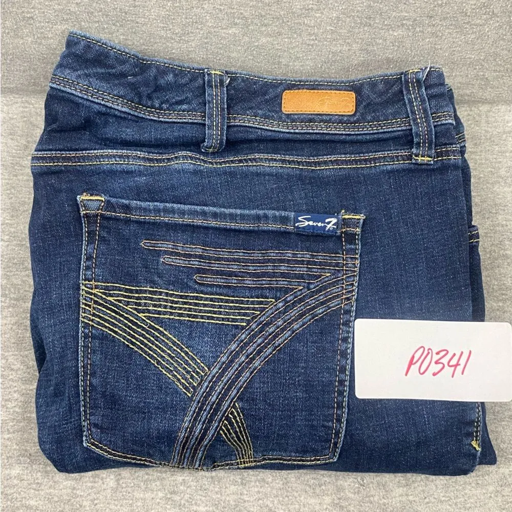 Seven7 Indigo Flare Jeans with Embroidered Pockets - Image 12