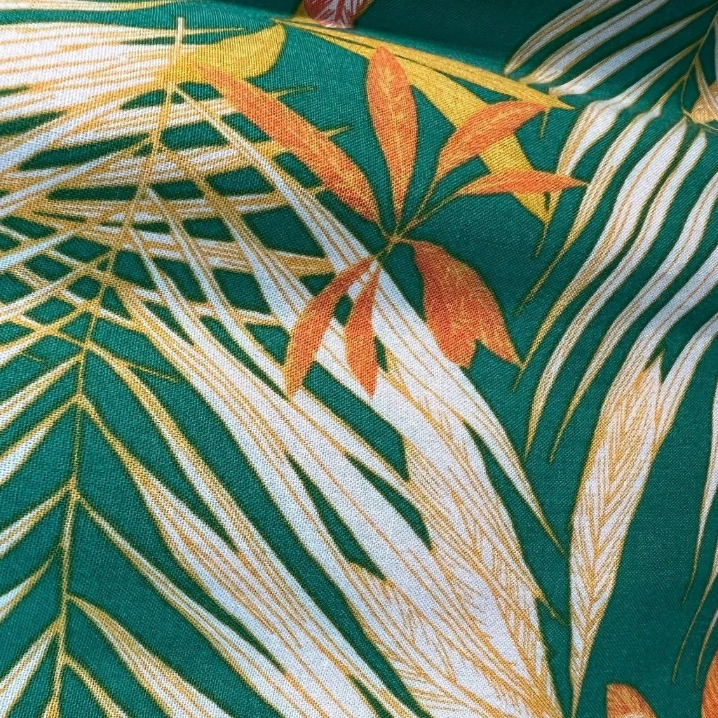 Betsey Johnson Maxi Dress Small‎ Green Palm Leaf Tropical Smocked Puff Sleeve - Image 9