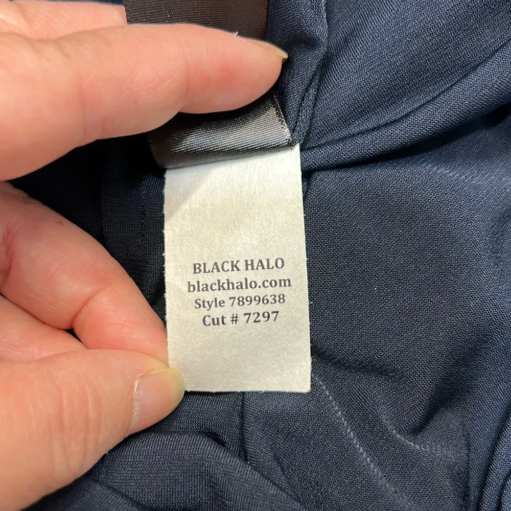 Black Halo Bowery V-Neck Velvet Ruched Ocean Splash Dress  Size 8 - Image 9