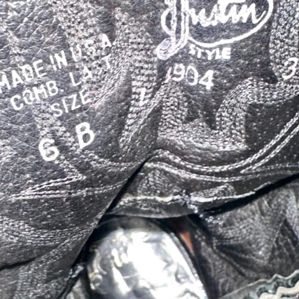 Vintage Justin Cowgirl Black Leather Boots Size 6 B mismatch - Image 9