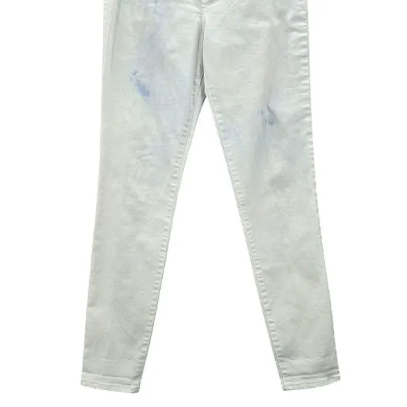 Abercrombie & Fitch White Blue Tie Dye Skinny Slim Denim‎ Pants Jeans 28x28 - Image 4