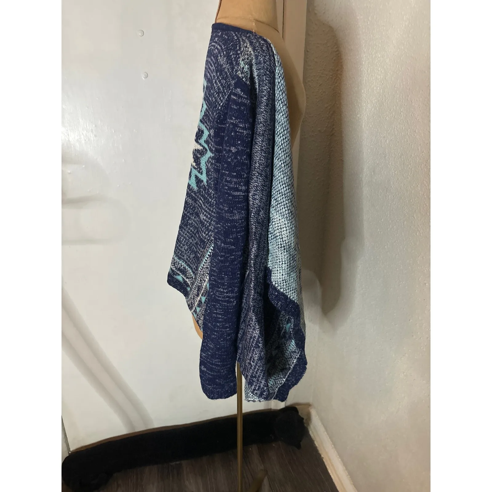 Miami Aztec Tribal Print Waterfall Sweater S Southwestern Cozycore Bohemian - Image 6