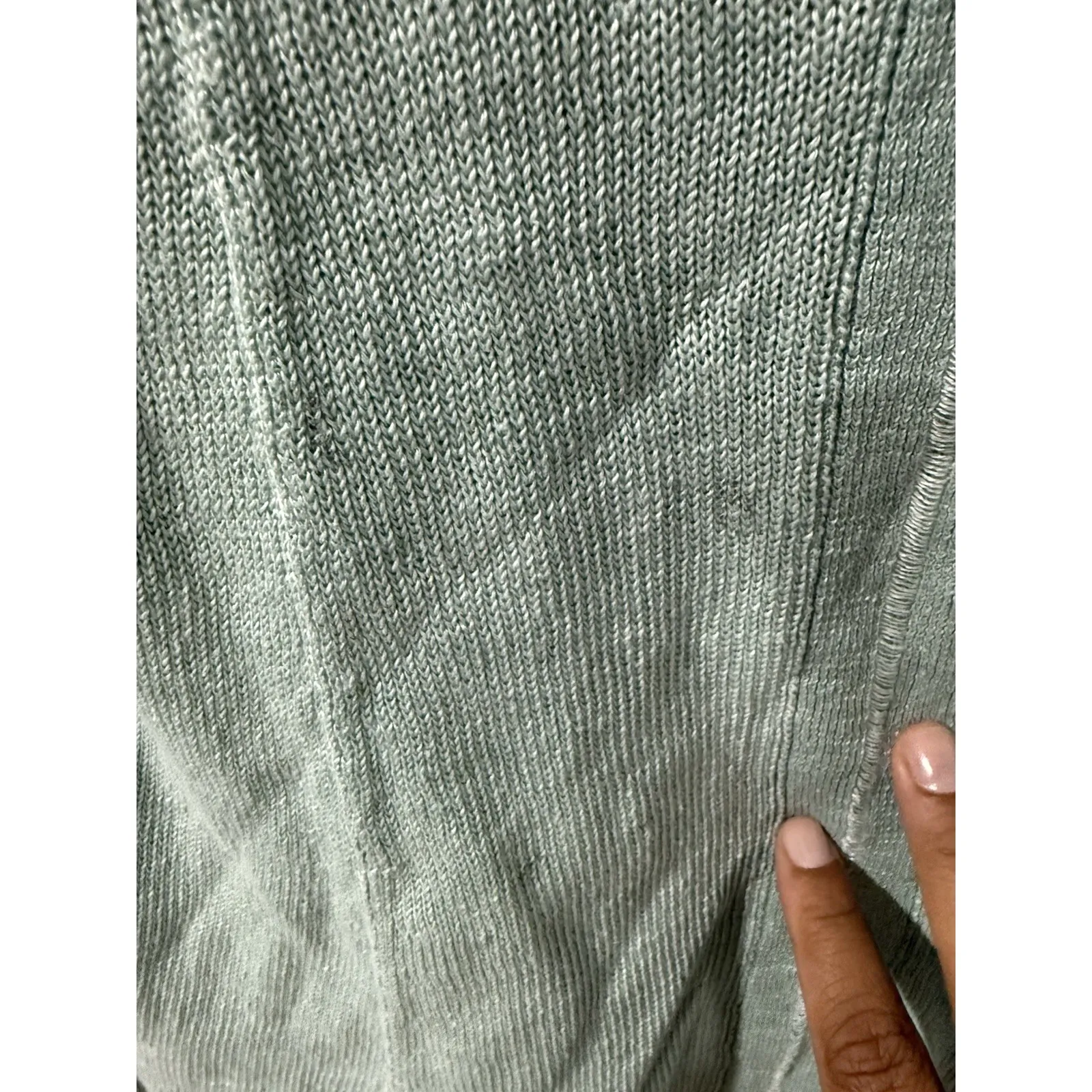 Eileen Fisher Sweater Womens Large  Green 100% Linen Oversized Tunic Open Knit X - Image 6