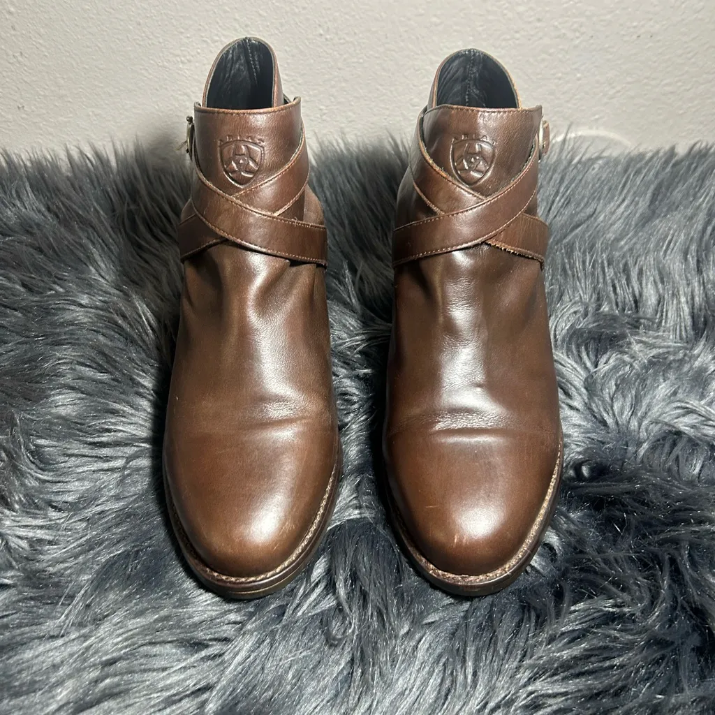 Ariat Brown Leather Windsor Strap Buckle Ankle Bootie Sz 6.5 - Image 4