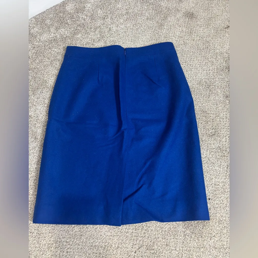 J. Crew Factory The Pencil Skirt Womens Size 2 Blue Double Serge Wool Blend - Image 3