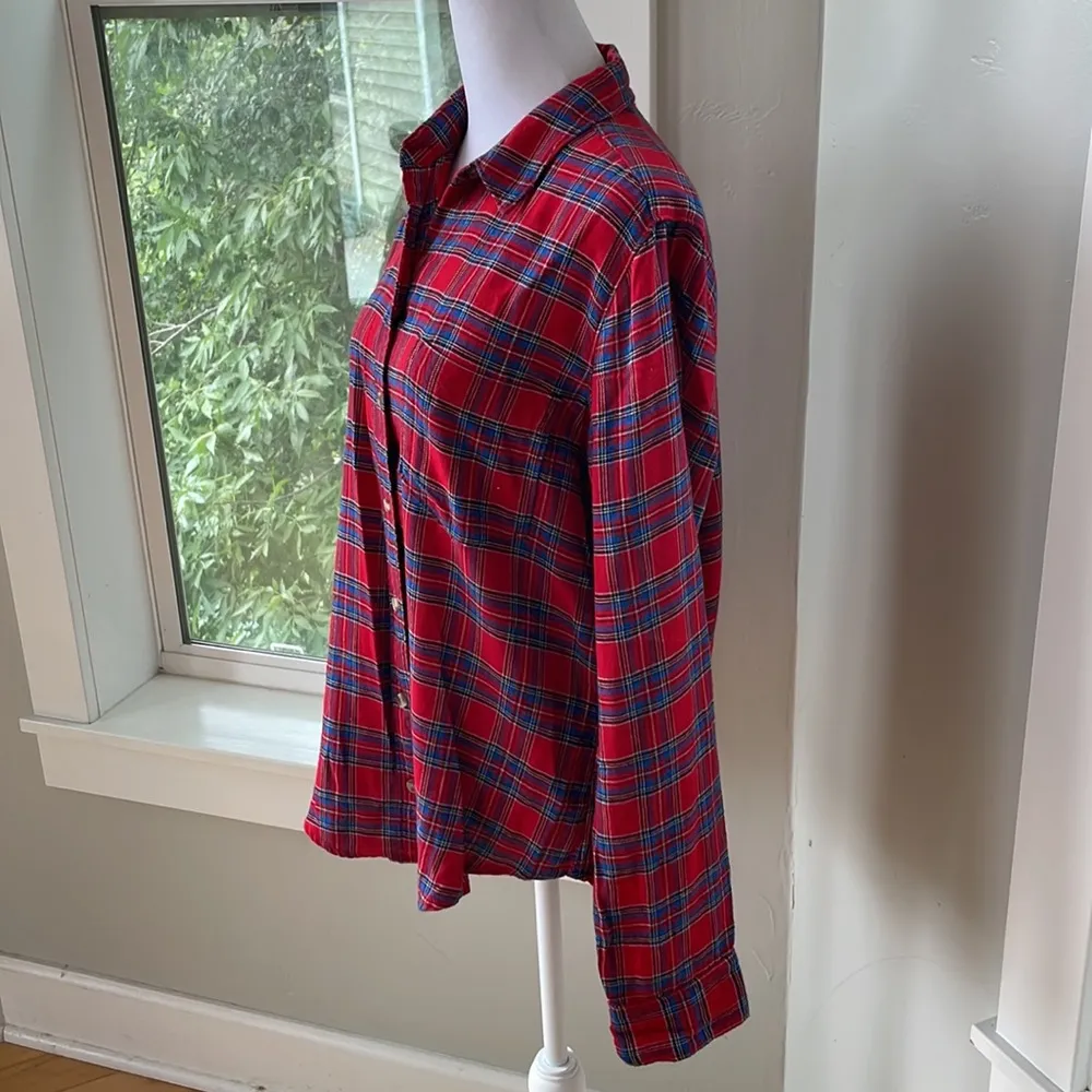 Abercrombie Supersoft Red Blue Plaid Flannel Button Down Shirt Size Medium - Image 3