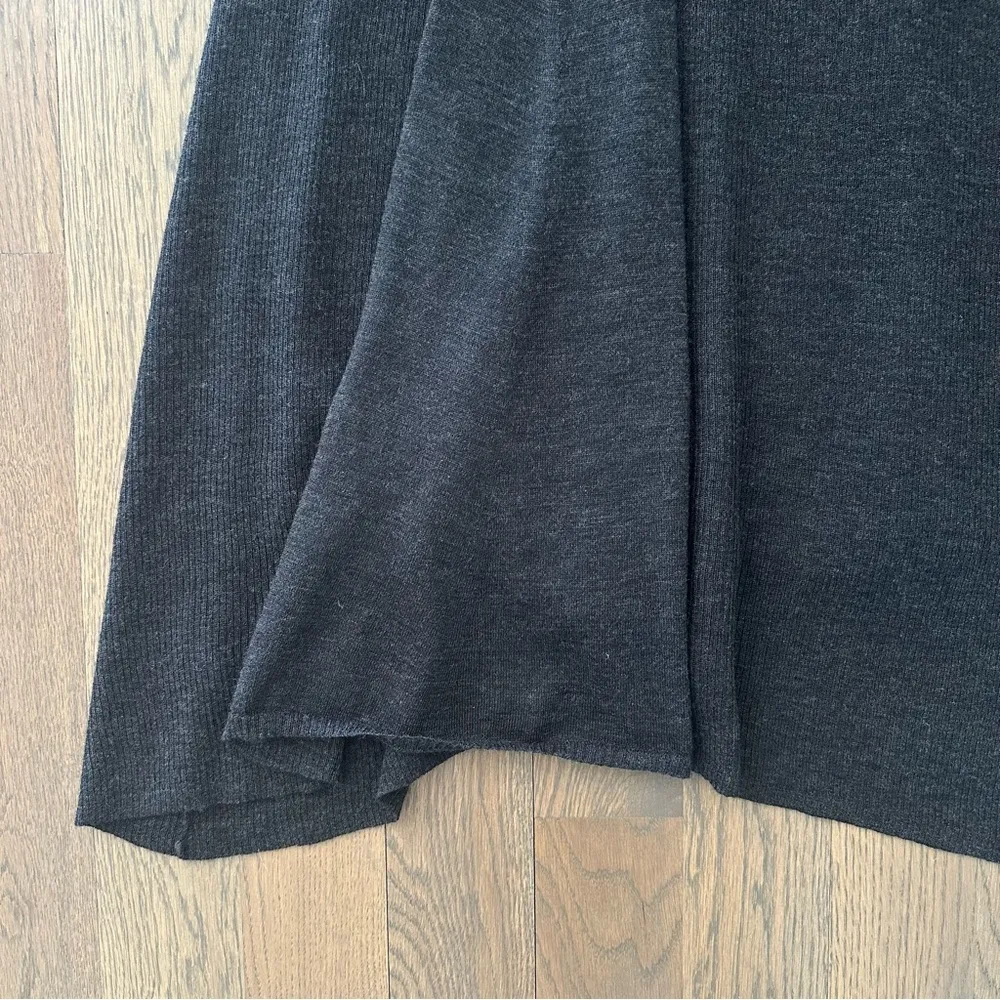 Eileen Fisher Ribbed Draped Midi Wool Silk Skirt in Charcoal Grey Size Medium - Image 8