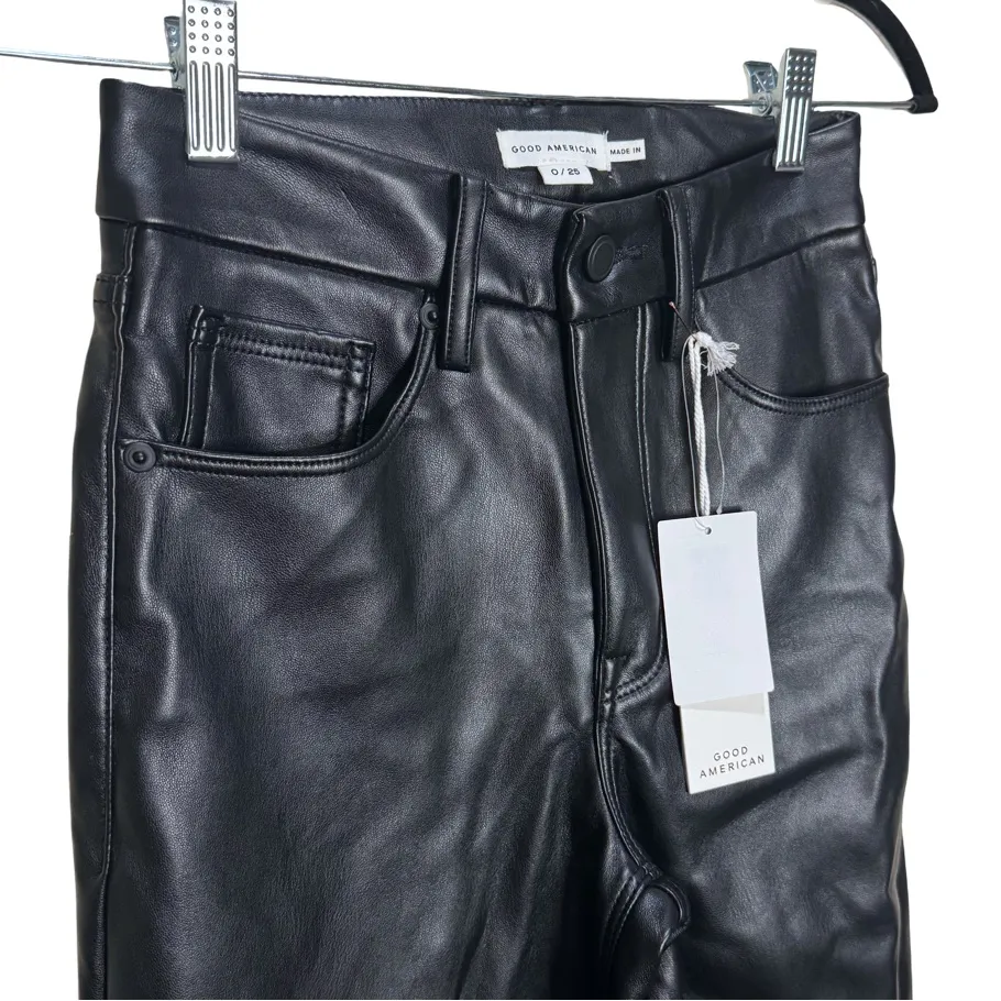 Good American Better Than Leather Good Icon Black Pants Sz 0/25 NWT - Image 8