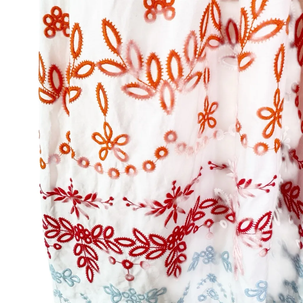 NWT Something Navy Natalie Smocked Floral Embroidered Midi Dress White Size XL - Image 9