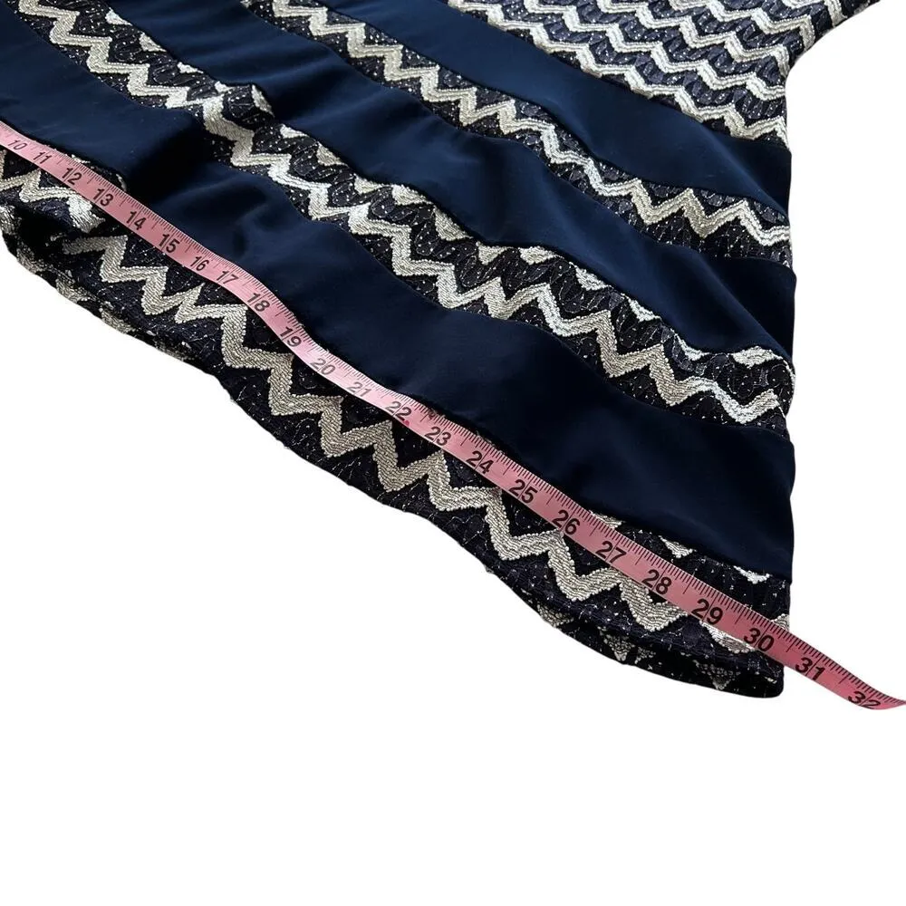 Betsy & Adam Chevron Cocktail Dress Mini to Midi sparkly zipup new years size 12 - Image 5