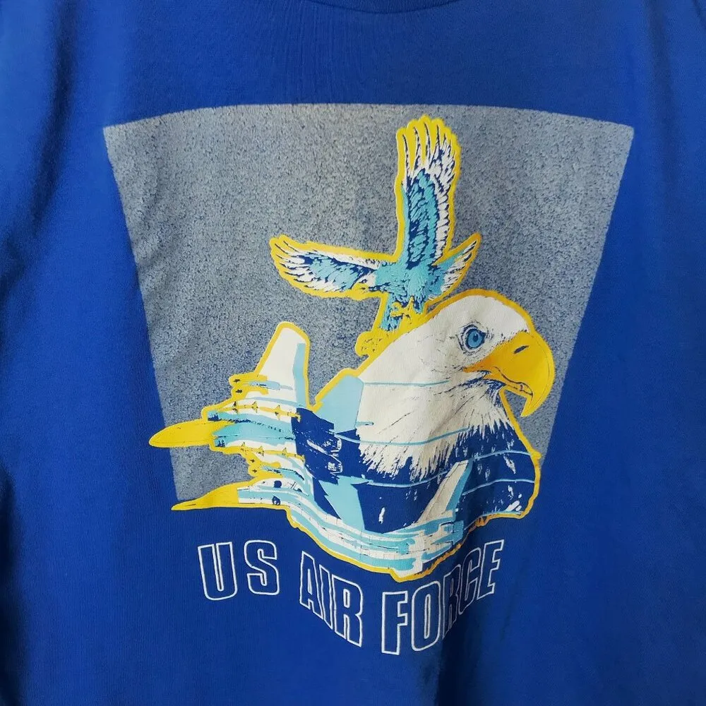 Vintage US Air Force T Shirt 90s 80s Blue XL Extra Large Single Stitch USA 50/50 - Image 5