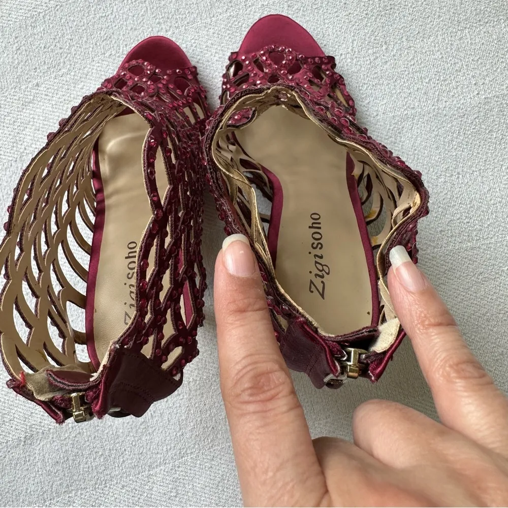Zigi, Soho Duren cranberry red glittered bootie heels women’s size 7.5. - Image 8