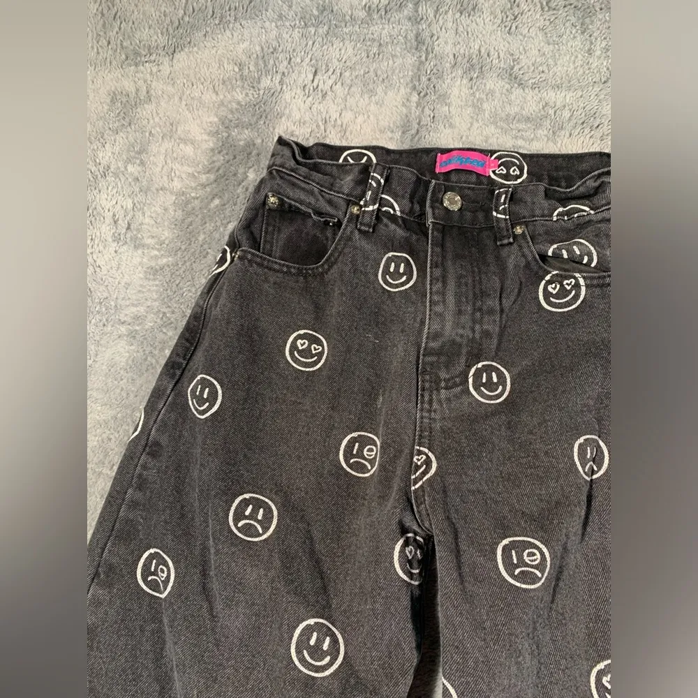 Edikted smiley face moody emoji black jeans small - Image 5