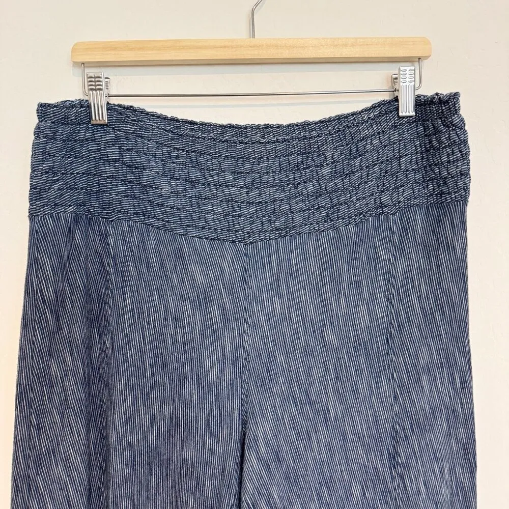 XCVI Wide Leg Pull On Pants Oversized Lagenlook in Navy Blue Coastal Size Medium - Image 2