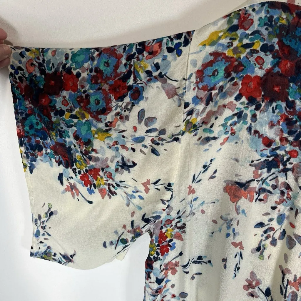 Love Stitch Kimono Sleeve Women’s Multi‎ Floral Tie Waist Top Blouse Size S - Image 5