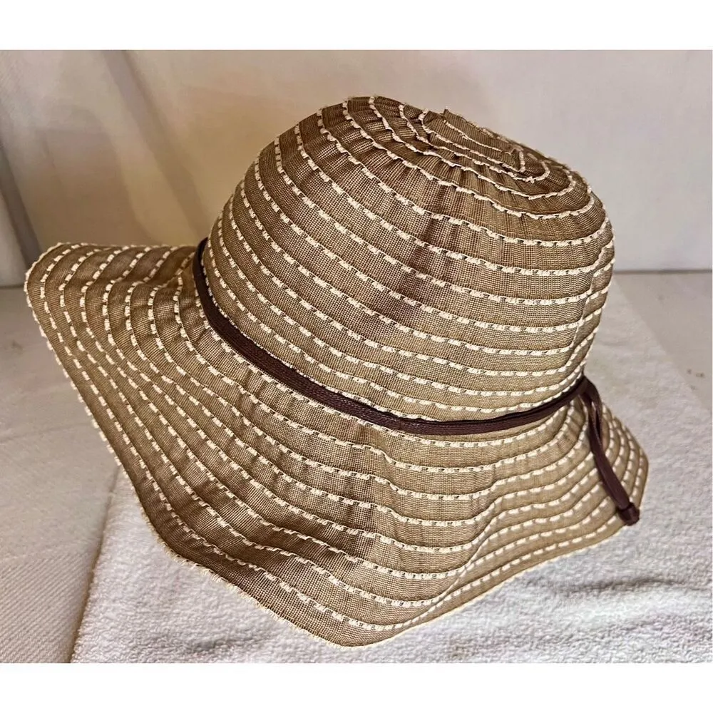 Scala Sun Hat Tan OS One Size Floppy Brim Packable Beach Wedding Summer Shade - Image 3