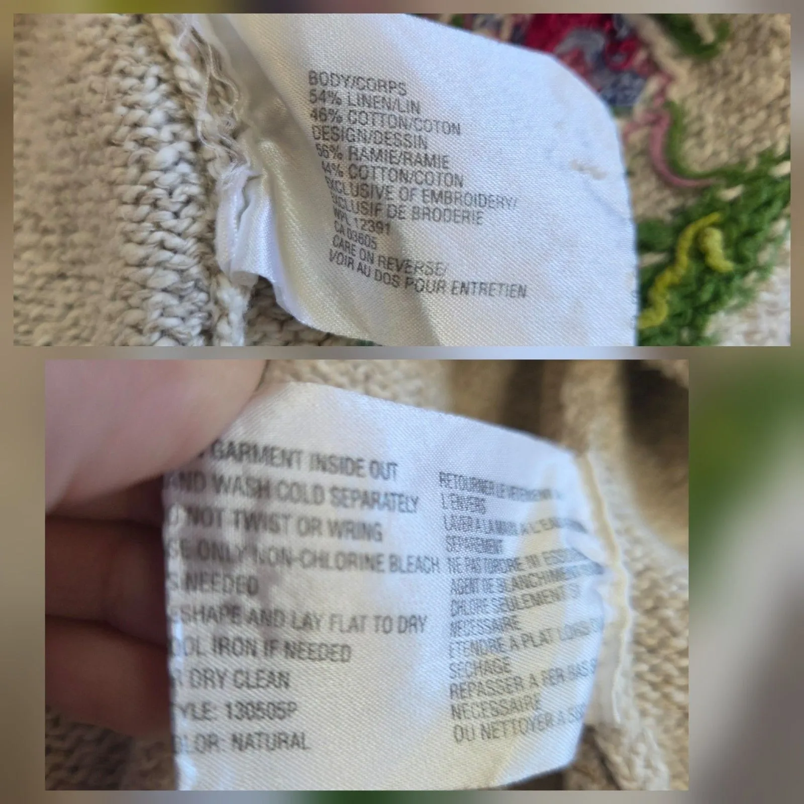 David Brooks Knit Button Up Floral Sweater Size Petite Med Vintage Maximalist Tan - Image 12