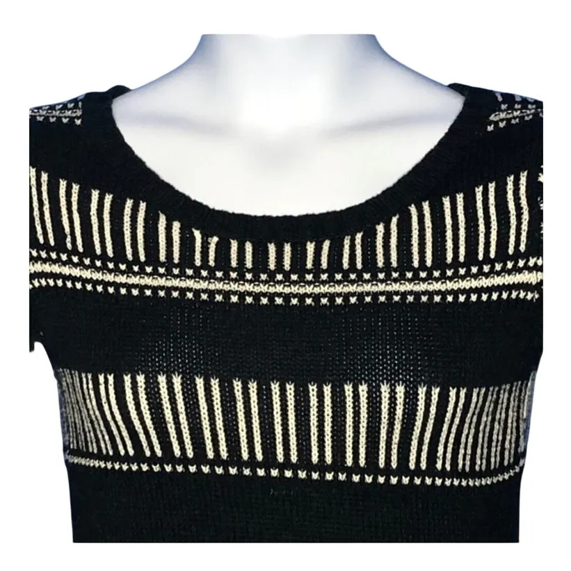 Roxy Dark Gray & White Open Knit Sweater Dress Scoop Neck XS - Image 3