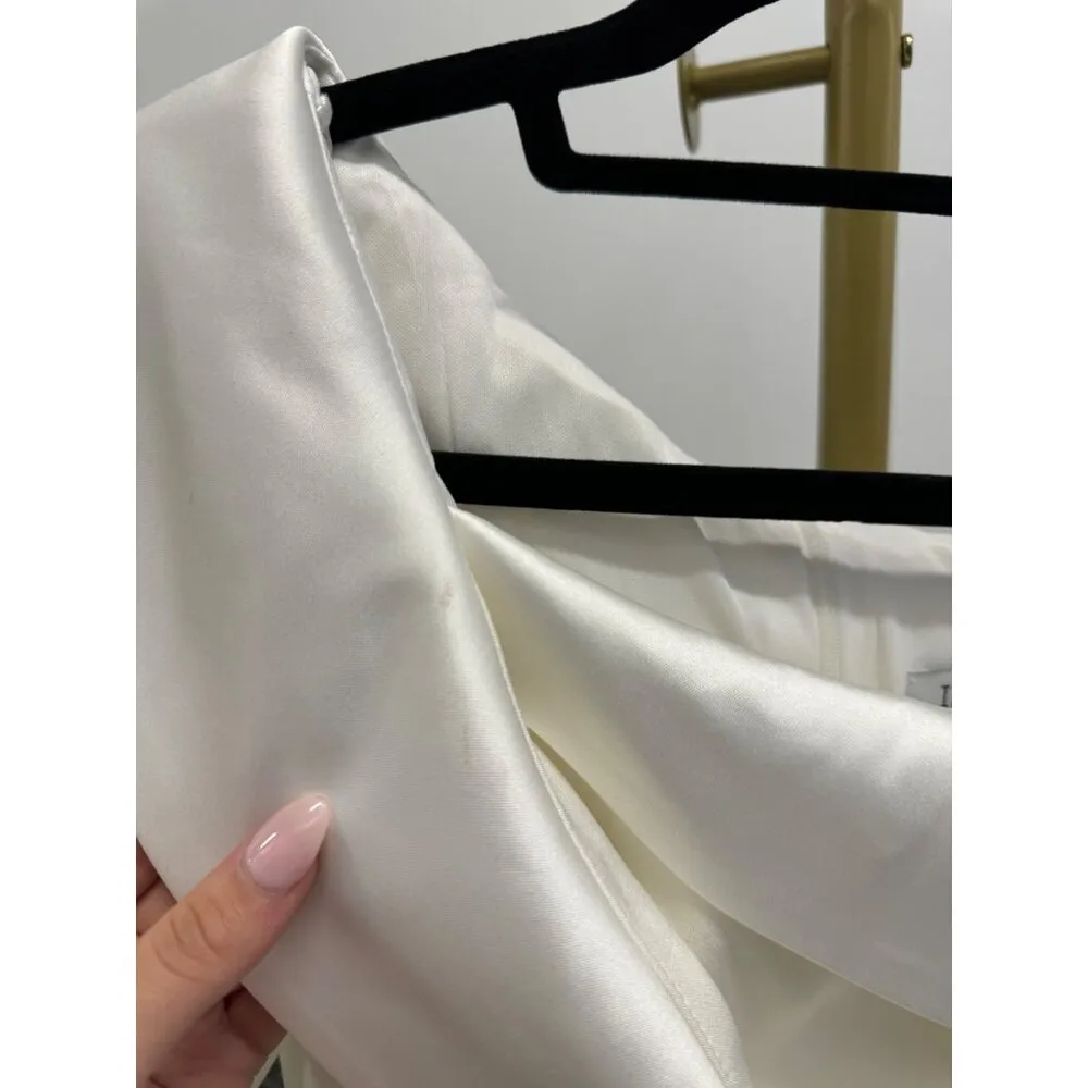 MAC DUGGAL Drop Shoulder Faux Tuxedo Mini Dress White Womens Size 0 - Image 7