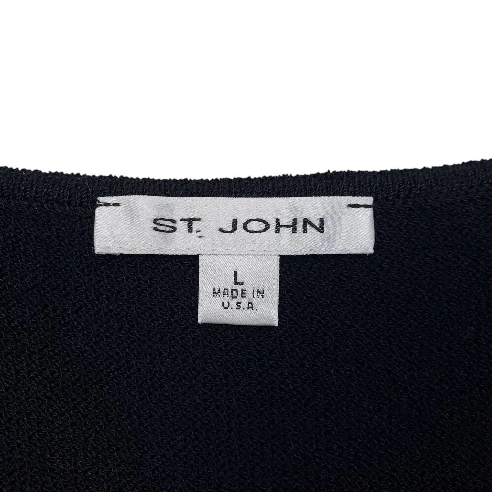 St.John Top Basic Womens Large Black Knit Sleeveless Scoop Neck Casual Pullover - Image 3