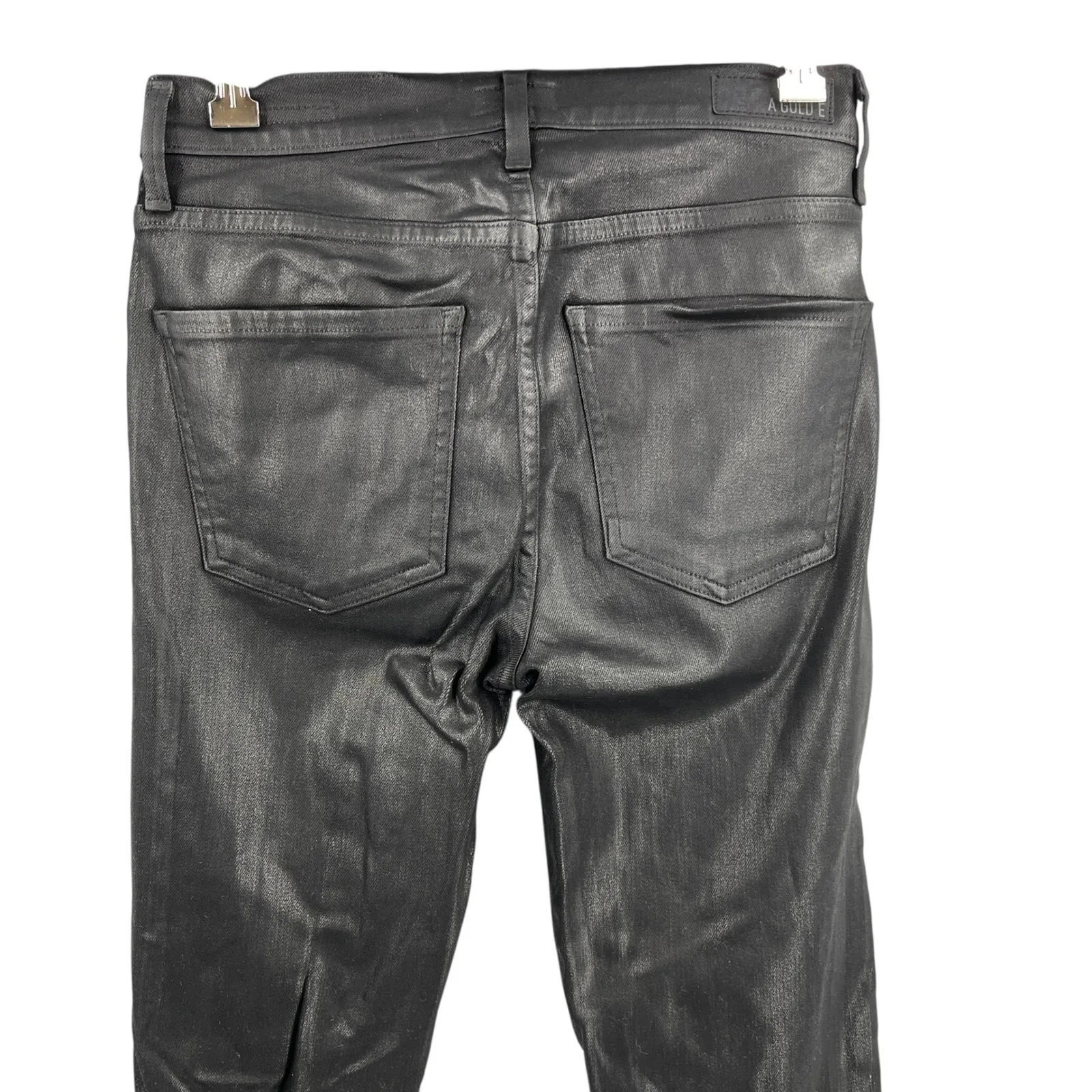 AGOLDE Sophie Coated Skinny Jeans Black Waxed Denim Size 25 High Rise - Image 3