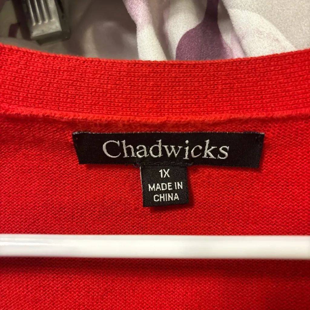 Chadwicks Vibrant Red Cardigan Sweater - Image 3