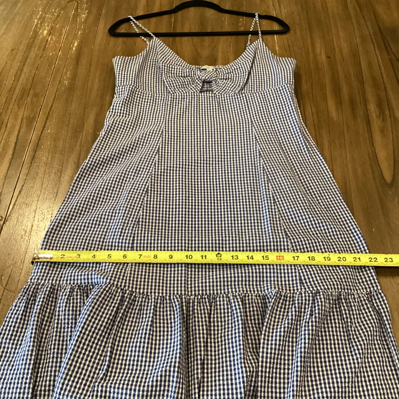 Rails Maeve Navy Lilac gingham Plaid Cut out Tiered Strappy Midi Shift Dress XL - Image 6