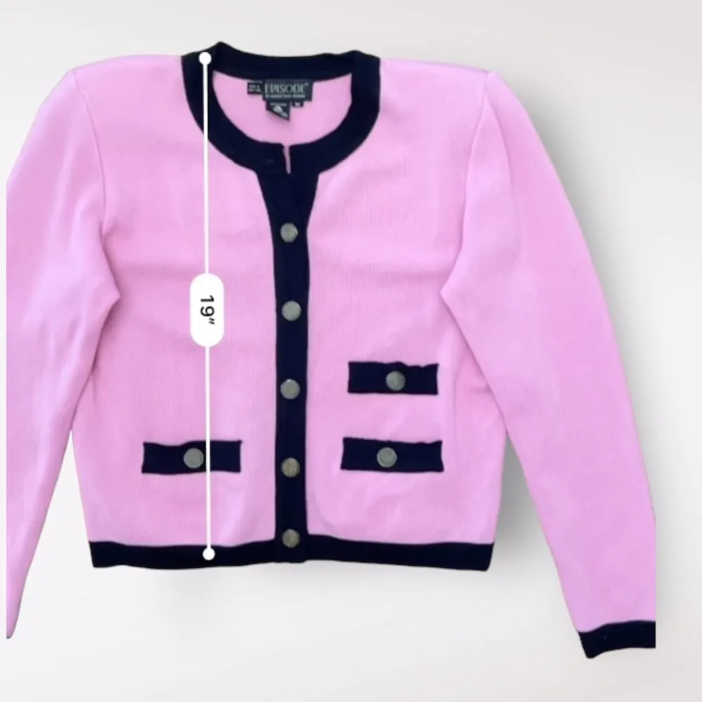 Episode by Carolyn Wight Freeman Vintage Pink‎ Wool Cardigan Size M Pink Size M - Image 4